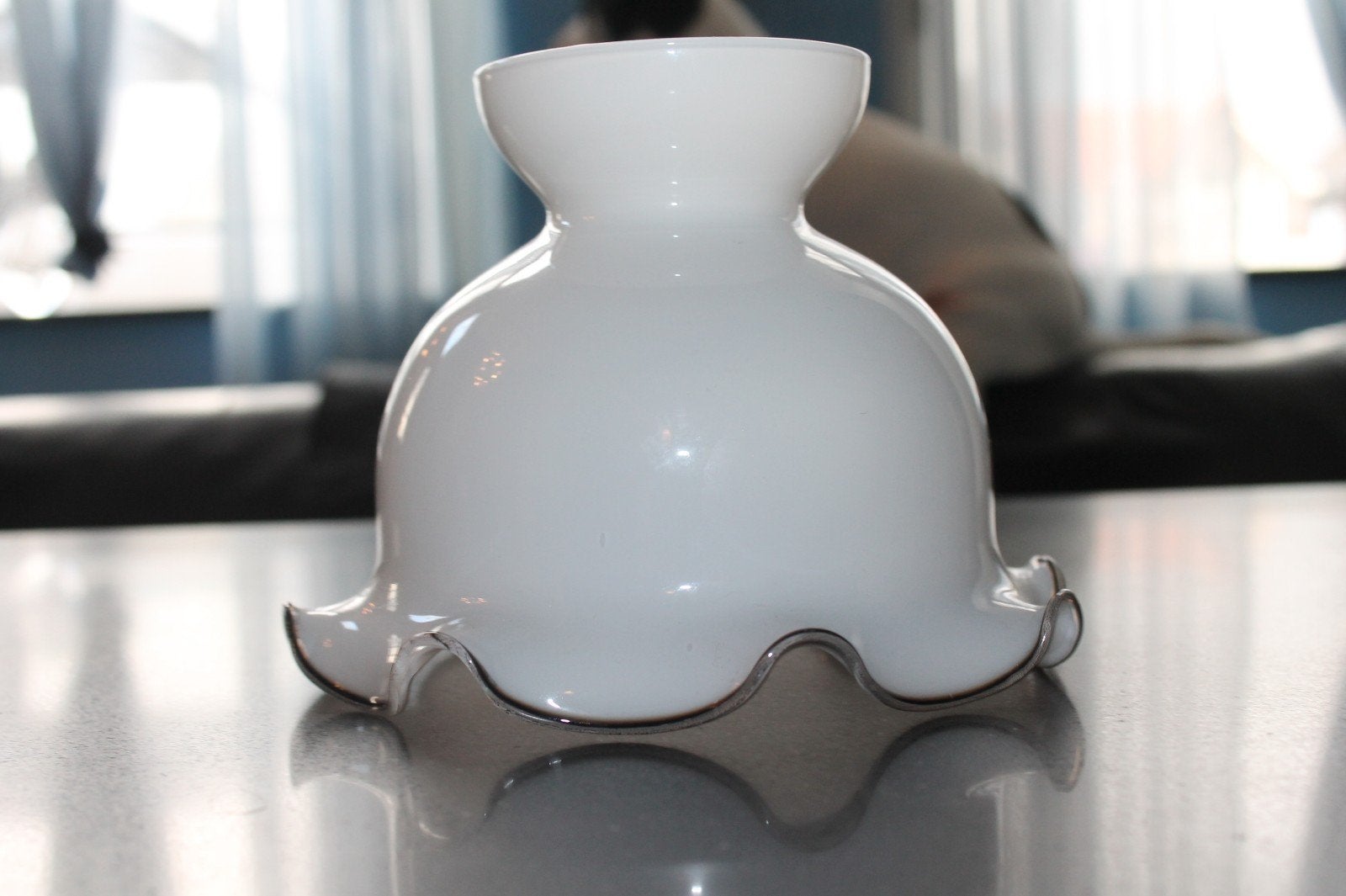 Prachtig retro vintage glazen lampenkap, Overige typen, Wit, Rond, Ophalen of Verzenden