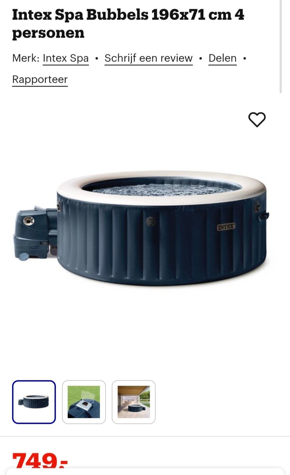 Intex navy blue Spa jaccuzi 4 personen, Ophalen, Nieuw, Filter, Opblaasbaar