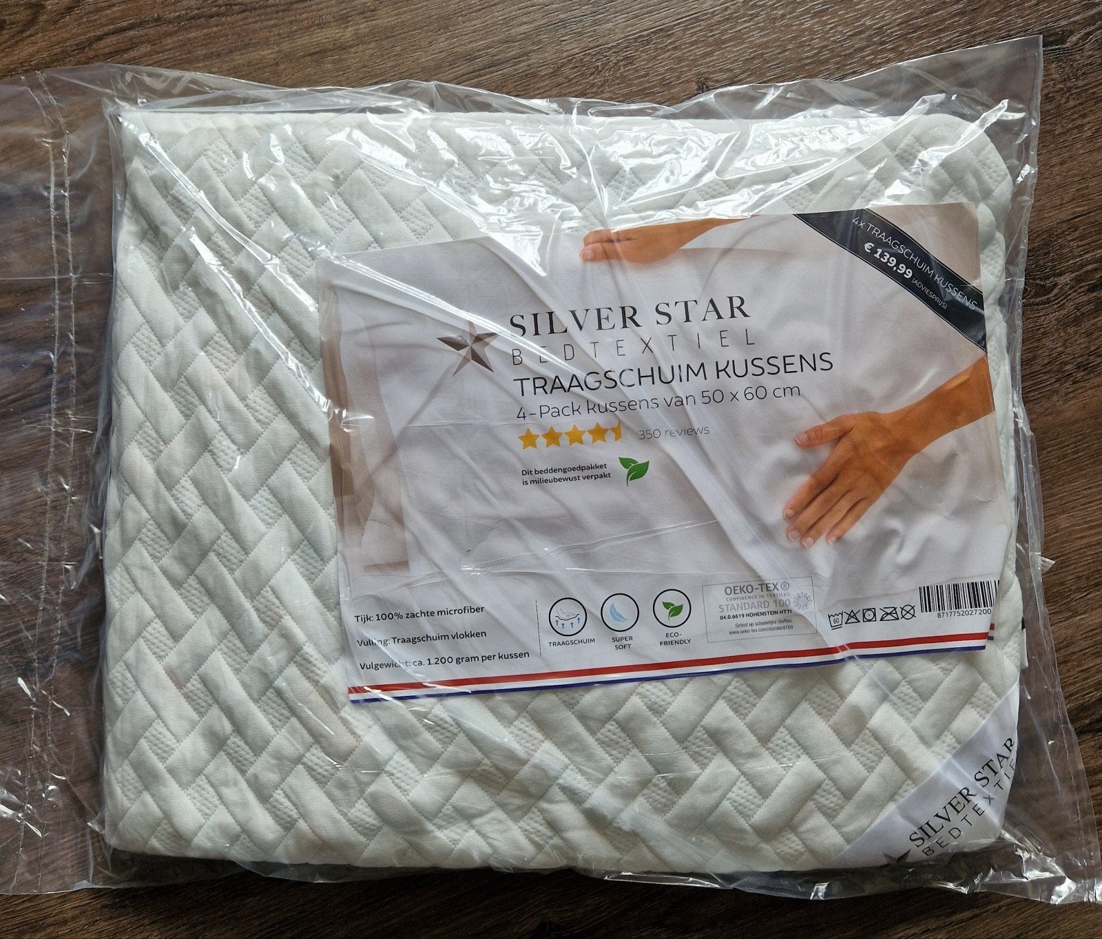 Silver Star hoofdkussen 50x60 cm, Ademend, Eenpersoons, Wit, Nieuw