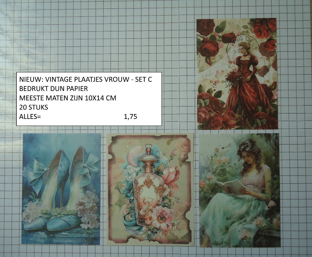 vintage plaatjes vrouw set C ( 20 st ) alleen verzenden, Hobby en Vrije tijd, Scrapbooking, Ophalen, Nieuw, Versiering of Embellishment
