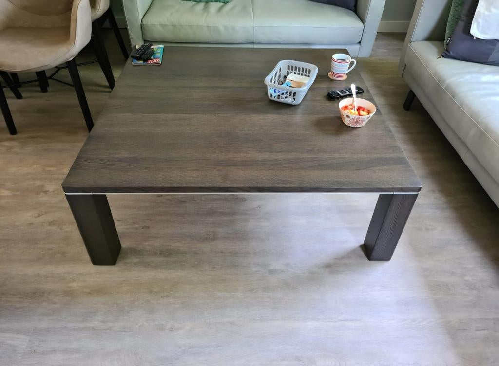 Salontafel 120x120 cm bruin eikenhout, Ophalen, Gebruikt, Vierkant, Minder dan 50 cm