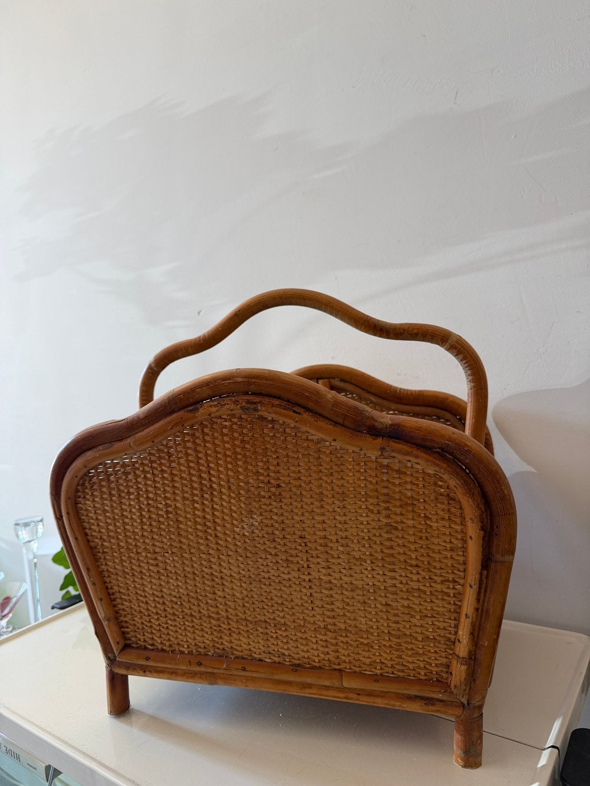 Rotan vintage lectuurmand, Ophalen of Verzenden