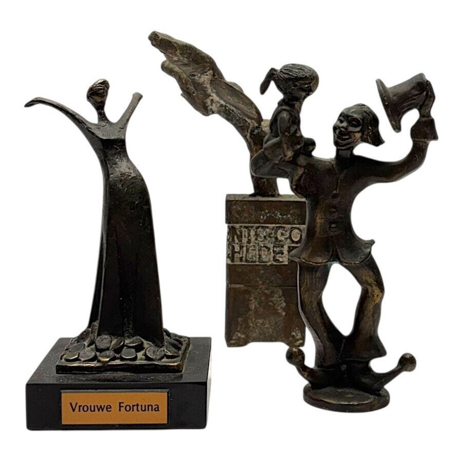 Lot bronzen sculpturen, o.a. Twents Conservatorium, Ophalen of Verzenden