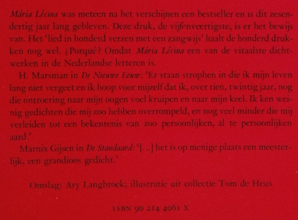 Mária Lécina - J.W.F. Werumeus Buning (1975), Verzenden, Zo goed als nieuw