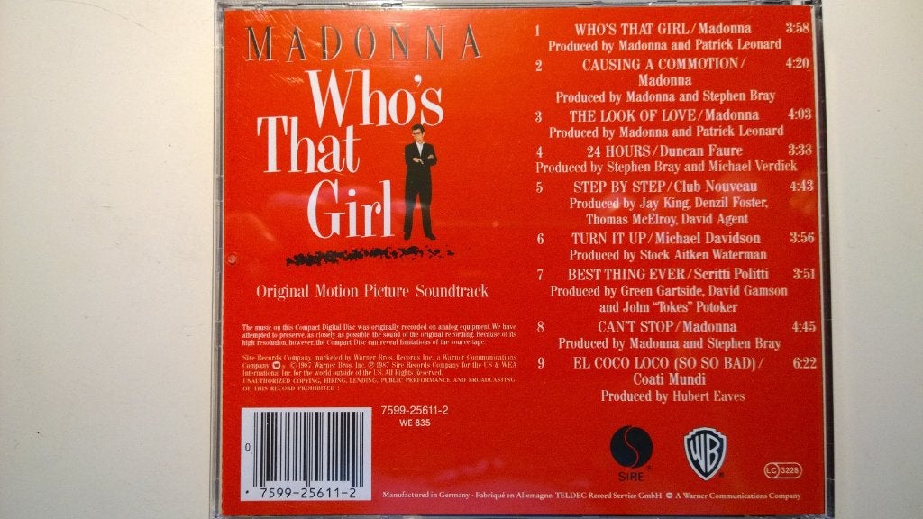 Madonna - Who's That Girl Original Motion Picture Soundtrack, Pop, Ophalen of Verzenden, Zo goed als nieuw, Album