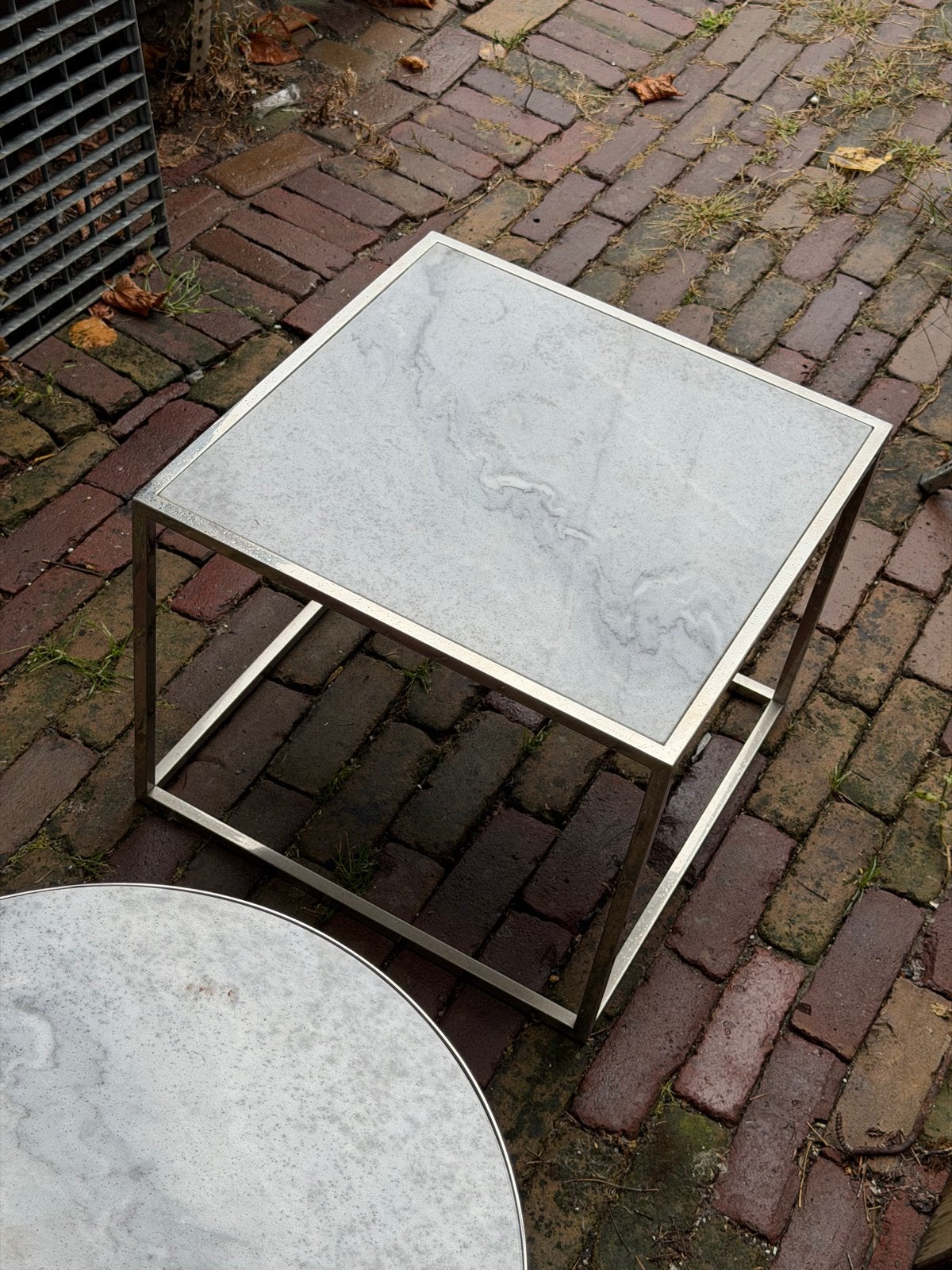 Set van 3 marmeren bijzettafels - Rond, Ovaal, Vierkant, Ophalen, 50 – 75, Gebruikt, 50 tot 100 cm