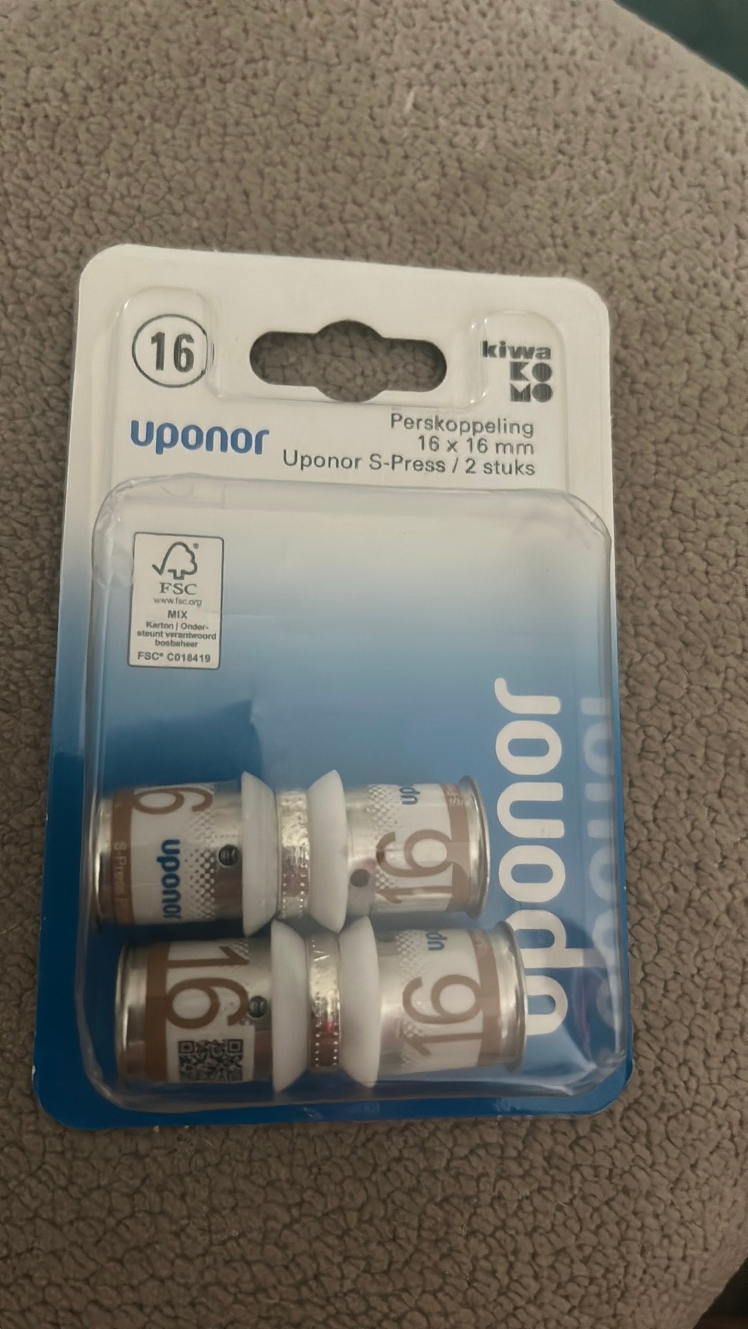 Uponor S-Press Plus perskoppeling 16 x 16 mm (2 stuks), Minder dan 30 cm, Overige typen, Nieuw, Minder dan 60 cm