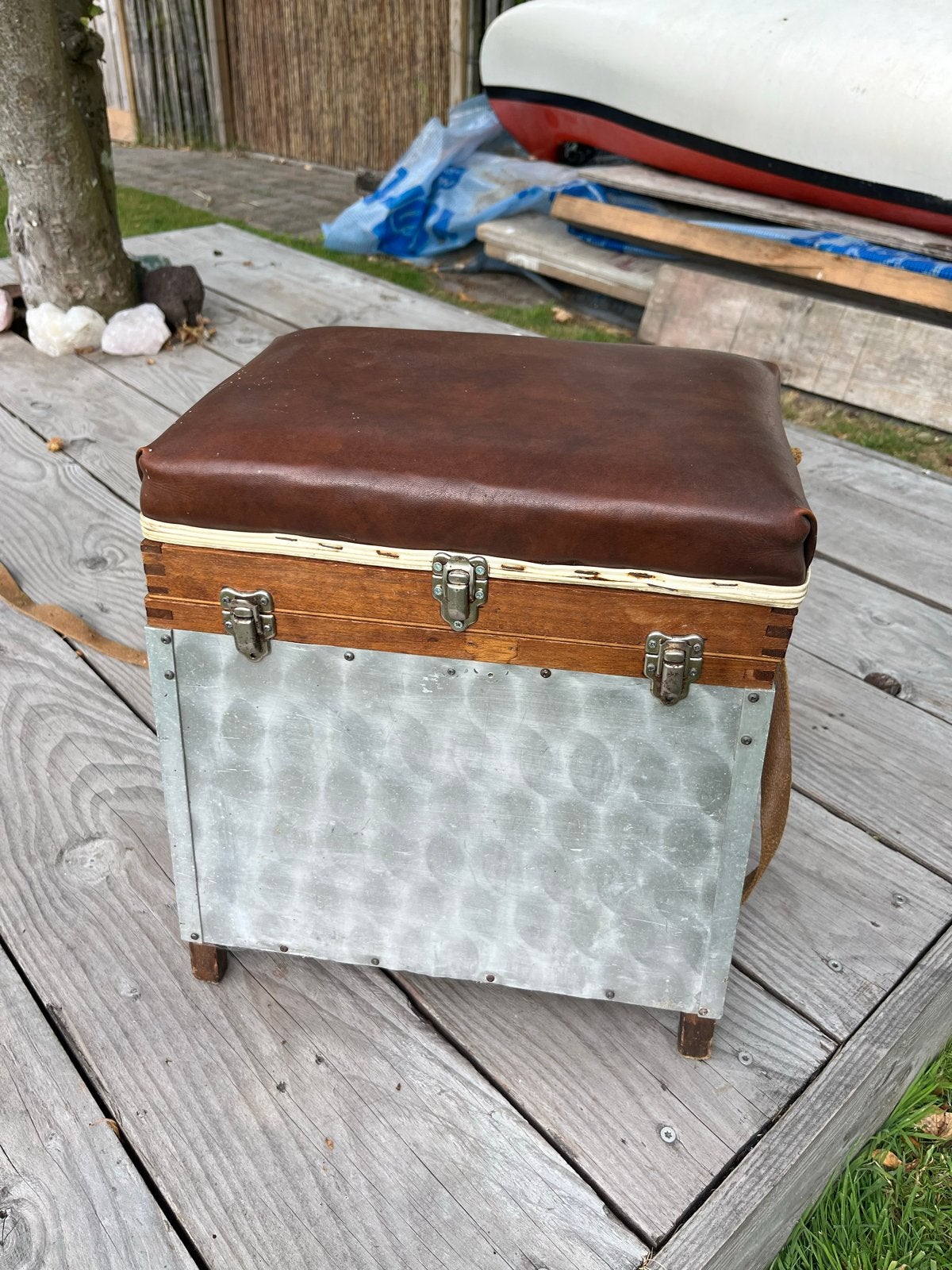 Vintage Opbergkistje met Kussen en Draagriem, Antiek en Kunst, Ophalen