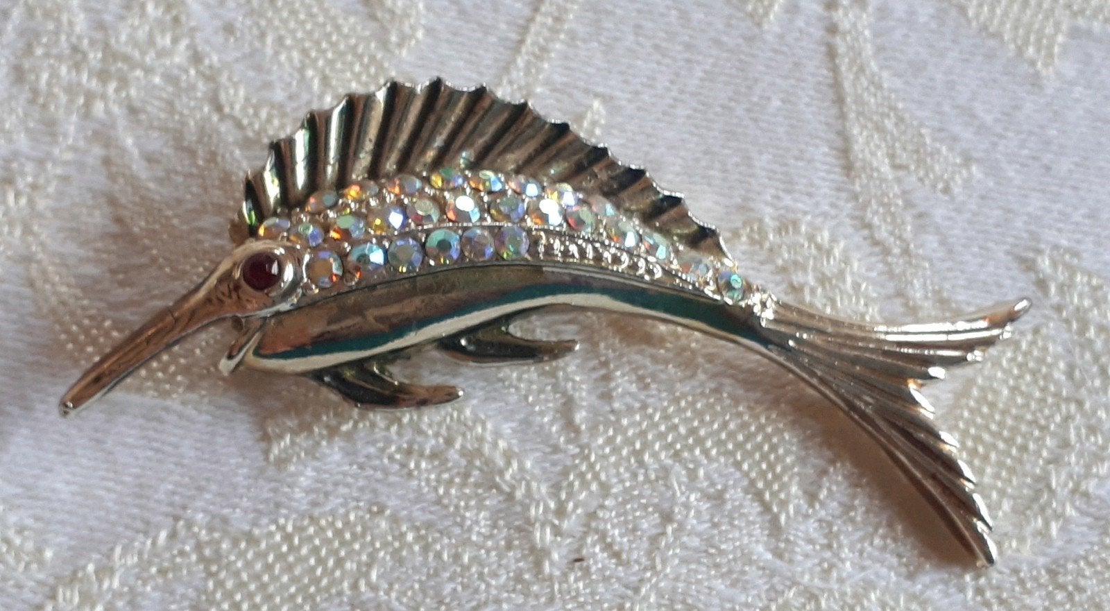 Amerikaanse Costume Broche met Aurora Borealis., Sieraden, Tassen en Uiterlijk, Antieke sieraden, Ophalen of Verzenden, Overige materialen