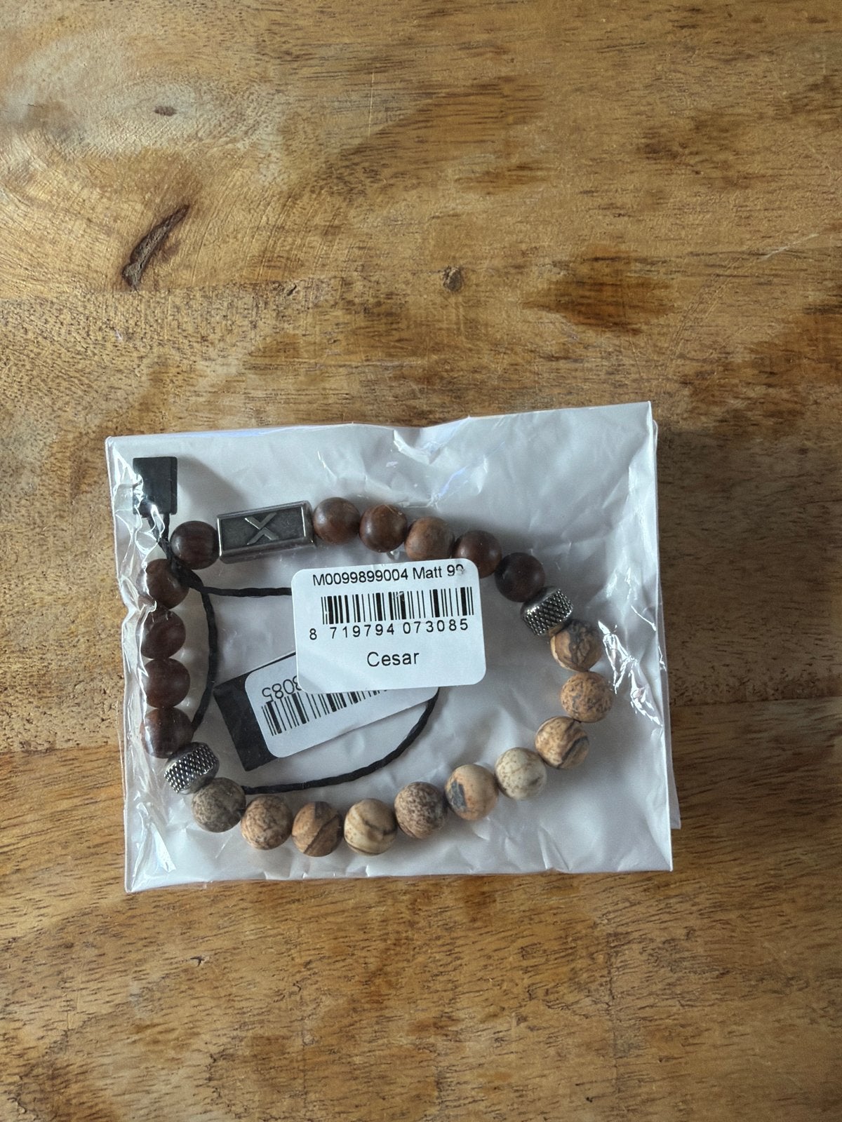 Ixxxi Cesar armband met houten kralen, Sieraden, Tassen en Uiterlijk, Armbanden, Ophalen of Verzenden, Nieuw, Bruin, Hout