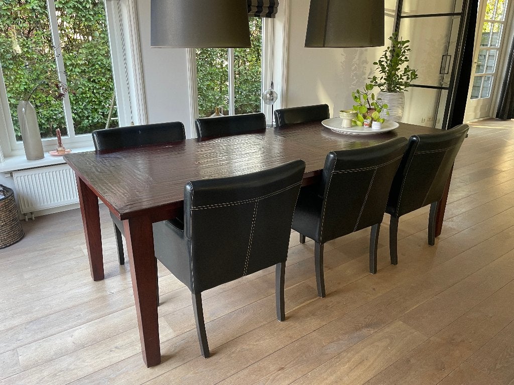 Eethoek met 6 stoelen, Ophalen, Gebruikt, Eikenhout, 200 cm of meer