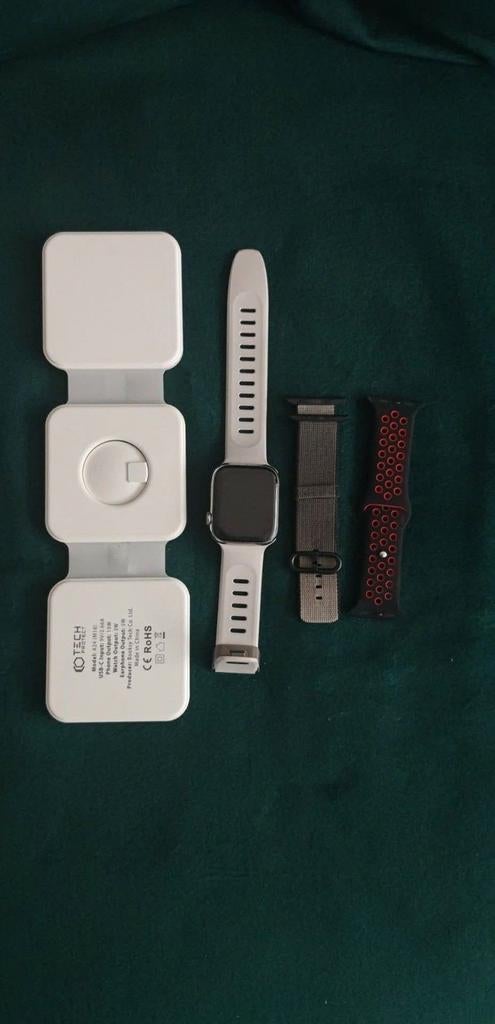 KOOPJE! Apple Watch Series 7 45mm RVS  complete set + 2 band, Sieraden, Tassen en Uiterlijk, Smartwatches, Apple Watch ⌚️, Zwart