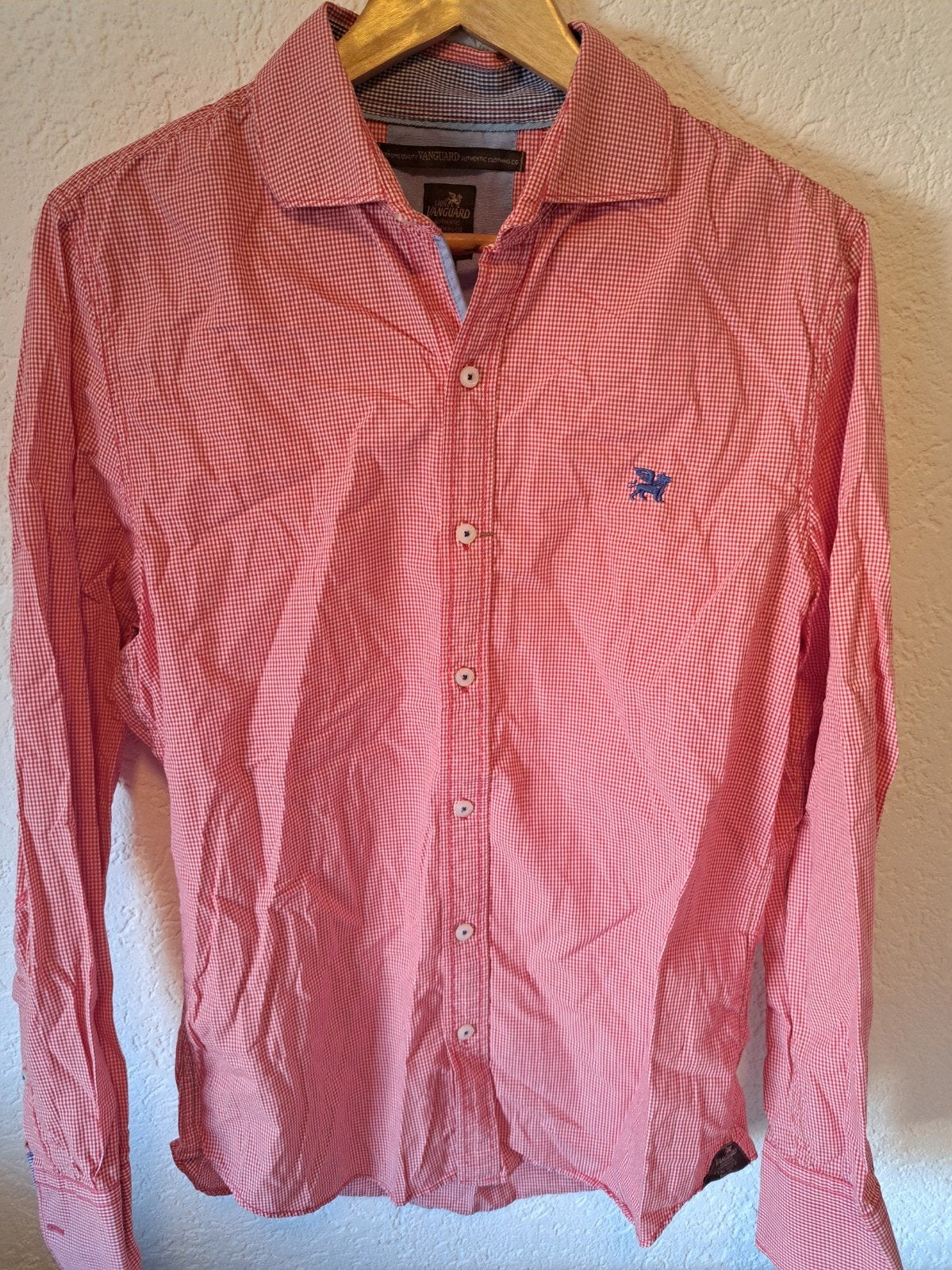 Vanguard blouse maat M rood geruit, Vanguard, Gedragen, Rood, Halswijdte 39/40 (M)
