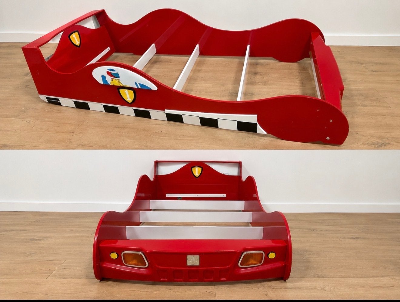 Rood raceauto kinderbed - Zo goed als nieuw, Ophalen, Zo goed als nieuw, 180 cm of meer, 85 tot 100 cm