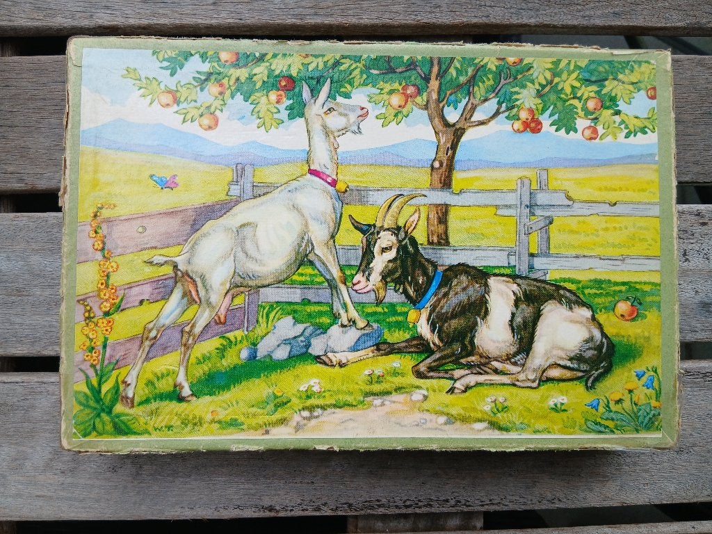 vintage houten puzzel, Gebruikt, 10 tot 50 stukjes, Ophalen of Verzenden, Van hout