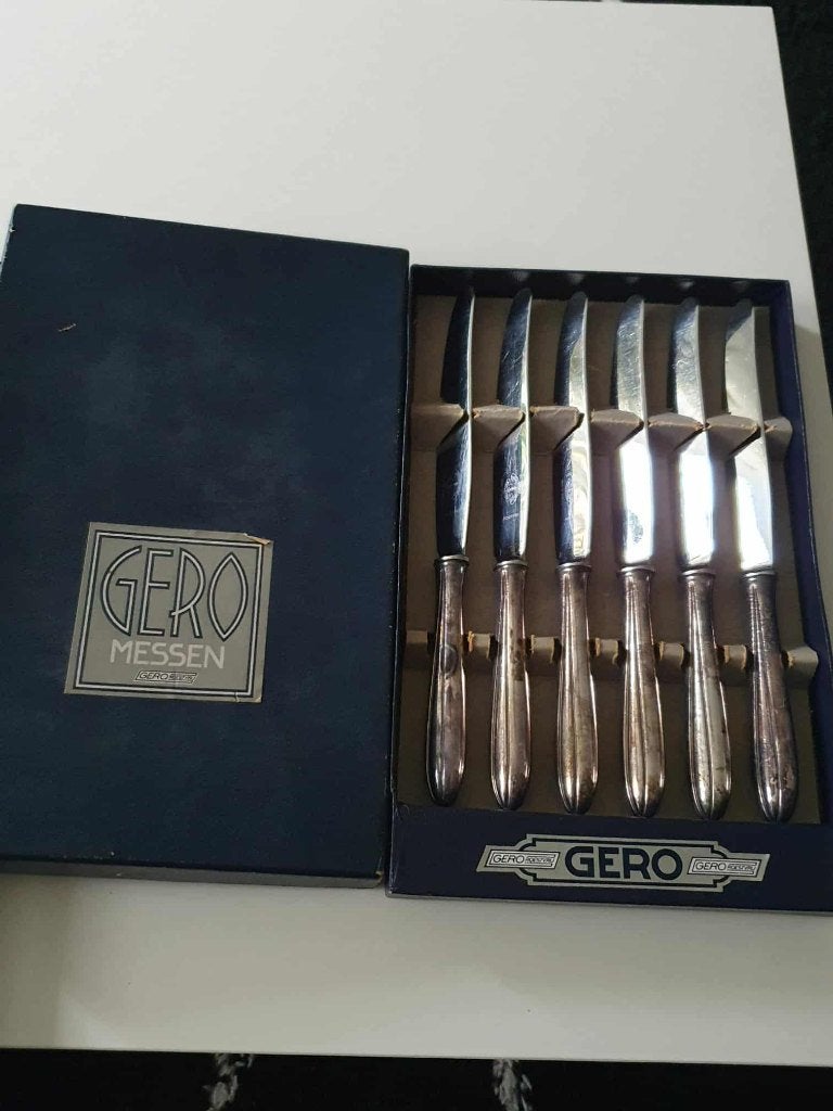 2 x setje van 6 stuks  messen roestvrij met doos', Overige materialen, Gero, Los bestek, Ophalen of Verzenden