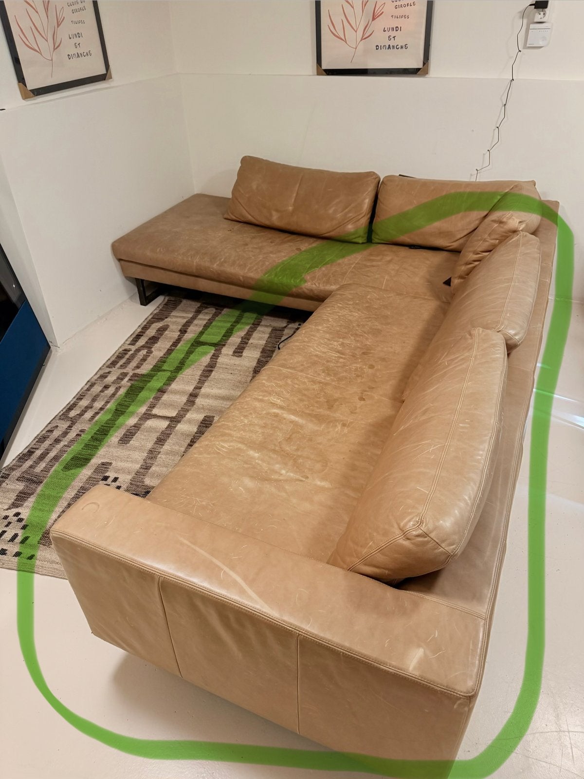 Bank beige, 250 tot 300 cm, Gebruikt, Kunststof, Hoekbank