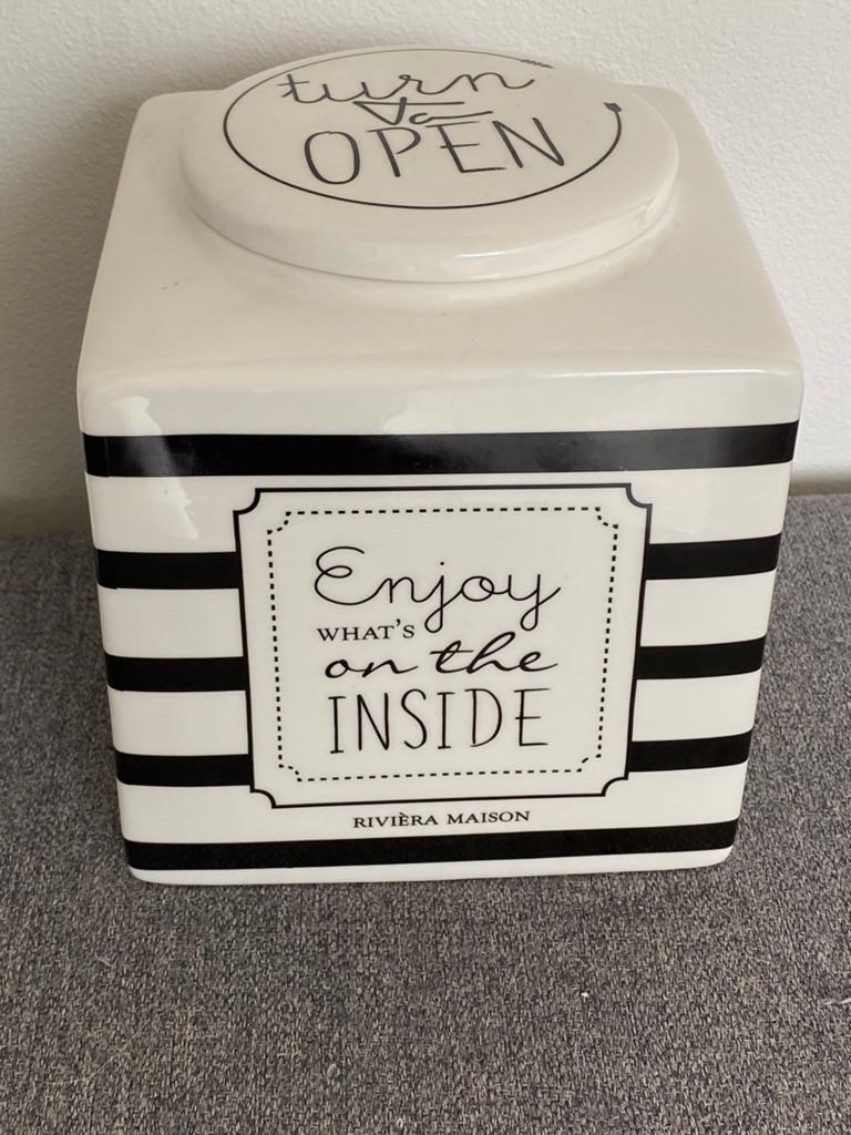 Rivièra Maison. Koekjespot. Cookiejar., Huis en Inrichting, Keuken | Servies, Overige typen, Ophalen of Verzenden, Zo goed als nieuw