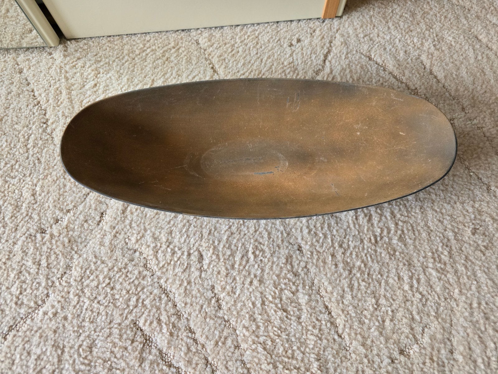 Mooie grote decoratieve Mica schaal te koop, Ophalen of Verzenden, Rond, Hout, Binnen