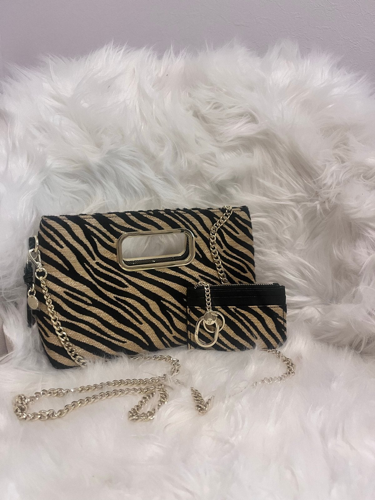 Victoria's Secret Zebra Clutch met Portemonnee, Ophalen of Verzenden, Zo goed als nieuw, Zwart, Avondtasje