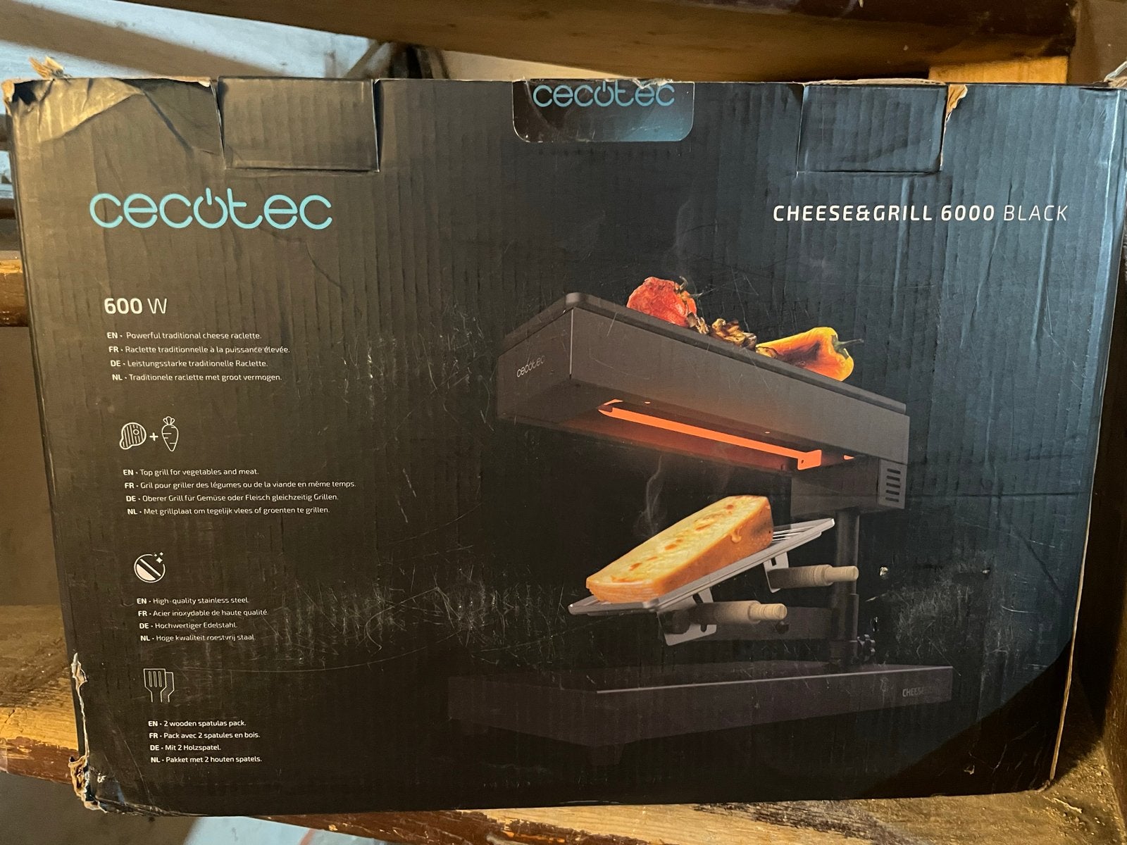 Cecotec Cheese&Grill 6000 Black Raclette 600W, Witgoed en Apparatuur, Gourmetstellen, Ophalen of Verzenden, Zo goed als nieuw