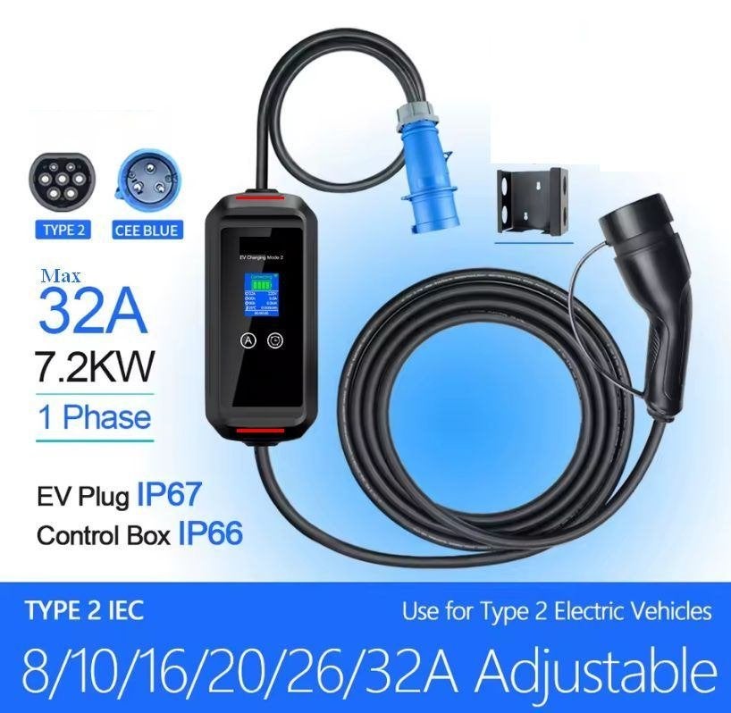 Portable EV Charger auto laadstation 7,2Kw, Ophalen of Verzenden, Gebruikt, Laadpaal