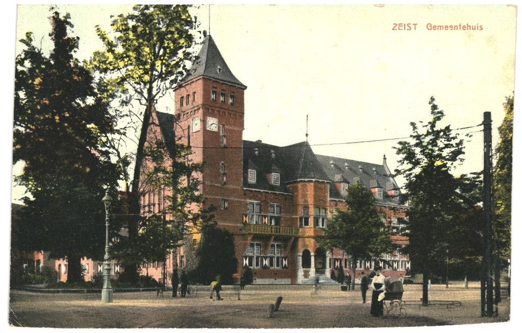 43906 Zeist gemeentehuis 1915 Gelopen met postzegel, Ophalen of Verzenden, Voor 1920, Gelopen, Noord-Brabant