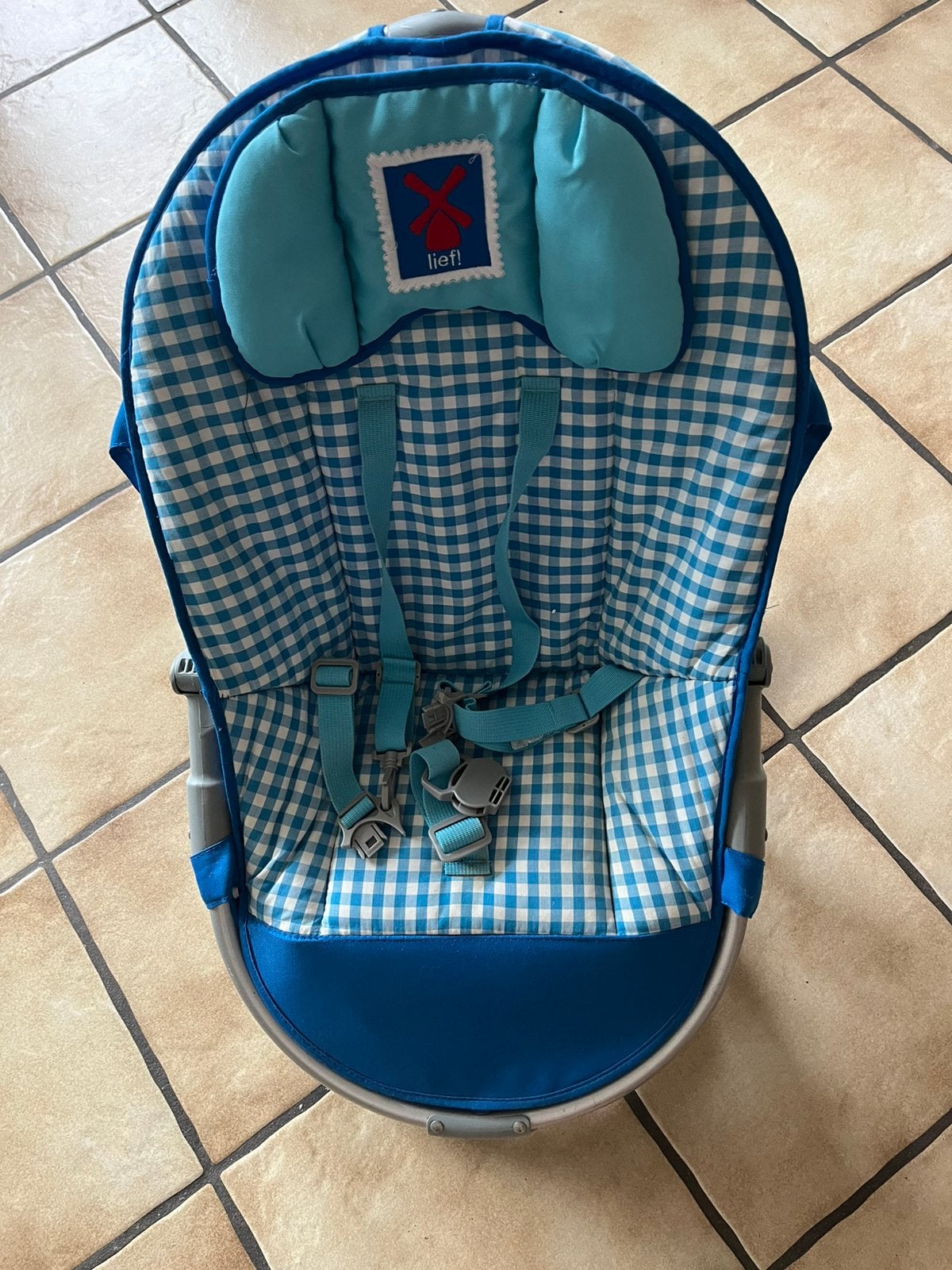 Wipstoeltje lief kan nog een ronde mee, Gebruikt, Wipstoel, Met gordel(s) of riempje(s), Ophalen