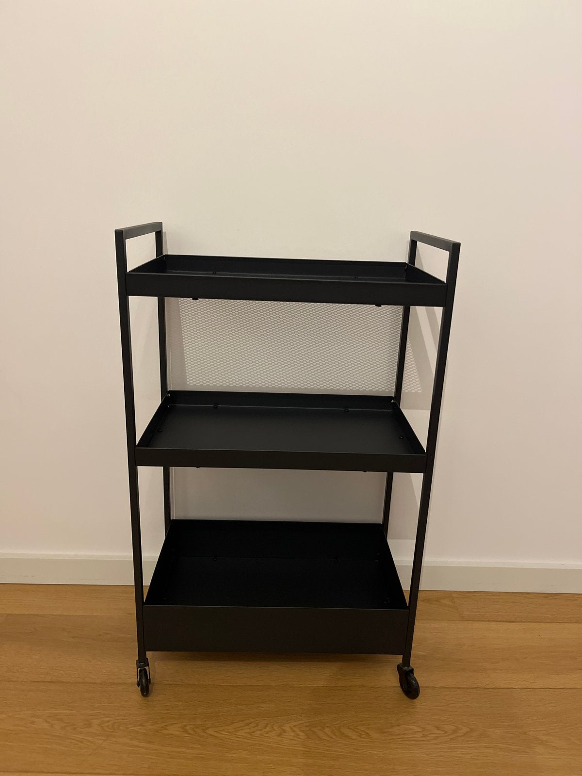 Zwart metalen trolley met 3 etages - IKEA Nissafors kitchen, Huis en Inrichting, Ophalen, Metaal, Industrieel, Gebruikt