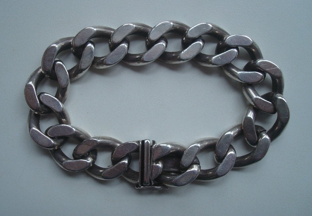 Vintage zware massief zilveren pantserarmband, Sieraden, Tassen en Uiterlijk, Ophalen, Gebruikt, Zilver, Zilver