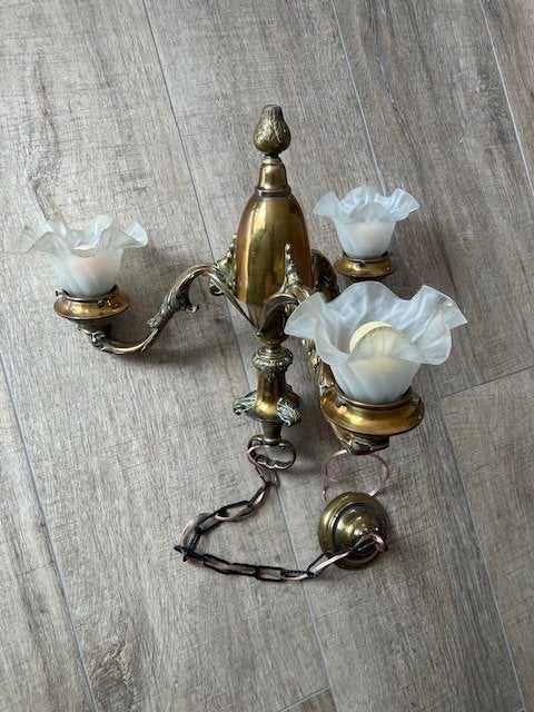 klassieke hanglamp brons, Ophalen, Gebruikt, Klassiek, E27 (groot)