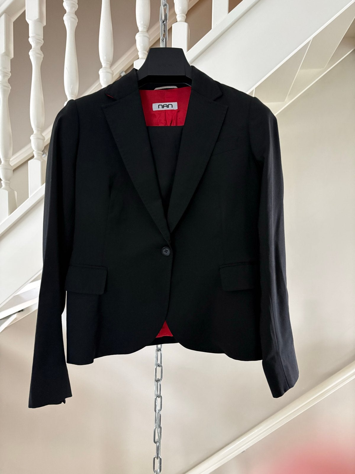 NAN Mantelpak Zwart - Jasje Maat 40, Rok Maat 42, Kleding | Dames, Kostuum of Pak, Zwart, Maat 42/44 (L), Ophalen of Verzenden