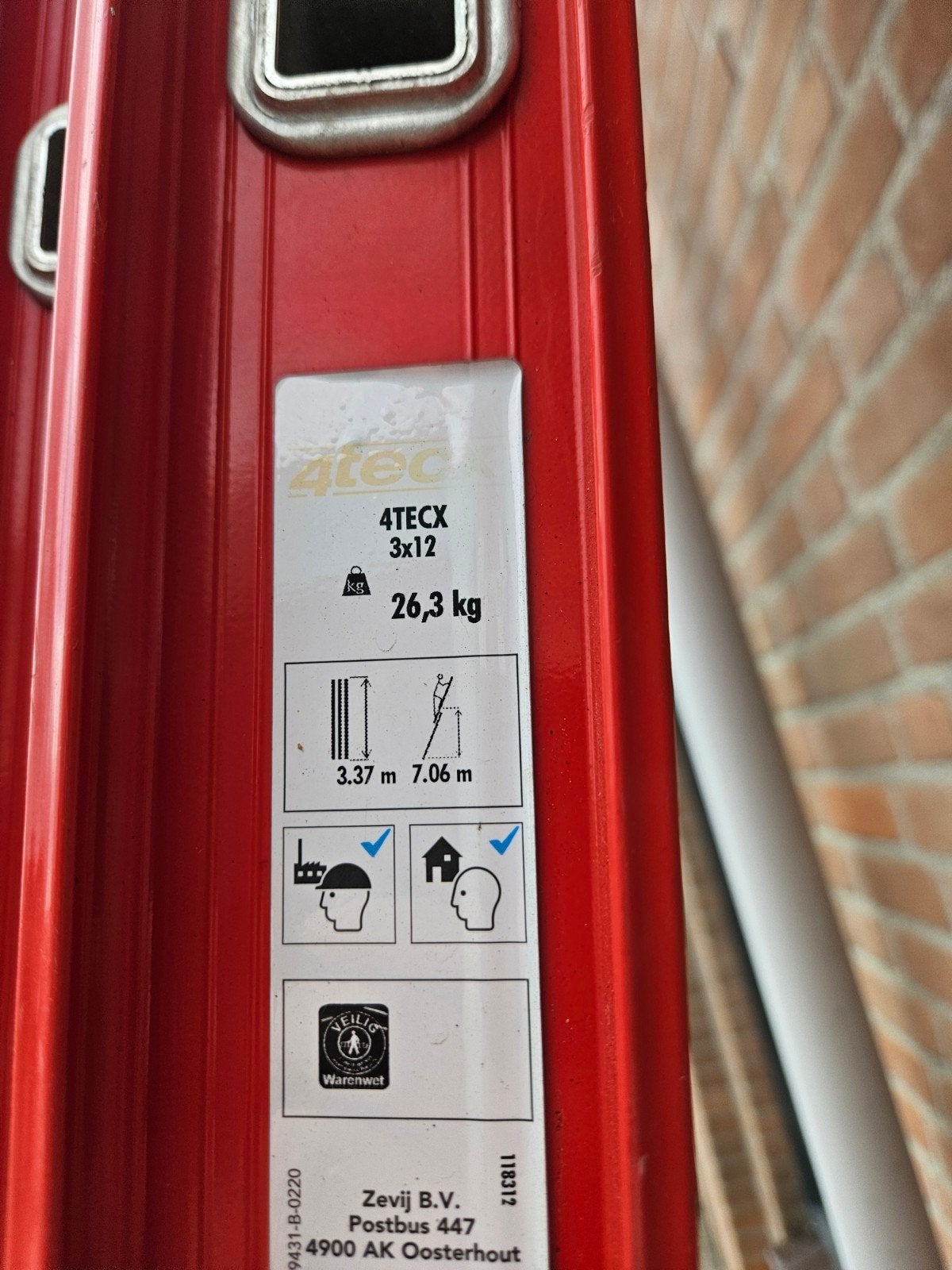 4tecx 3x12 sporten ladder, Doe-het-zelf en Verbouw, Ladders en Trappen, Ophalen, 4tecx, ., Zo goed als nieuw