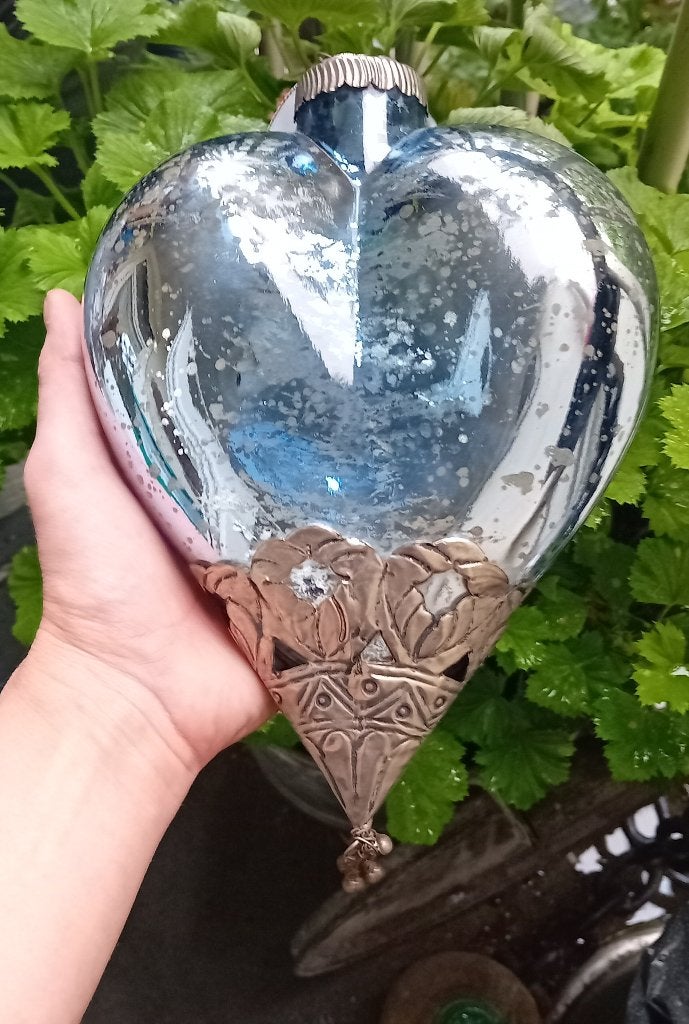 hartvormig licht blauw kerst ornament, Ophalen of Verzenden