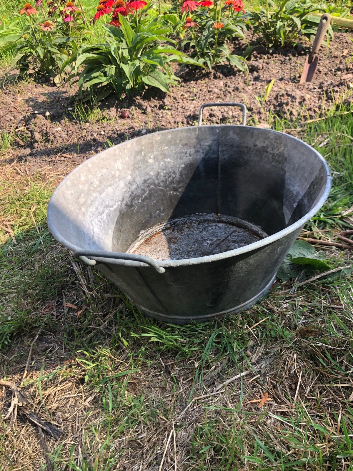 Brocante Zinken teil - Vintage Zinken Waskom, Antiek en Kunst, Ophalen of Verzenden