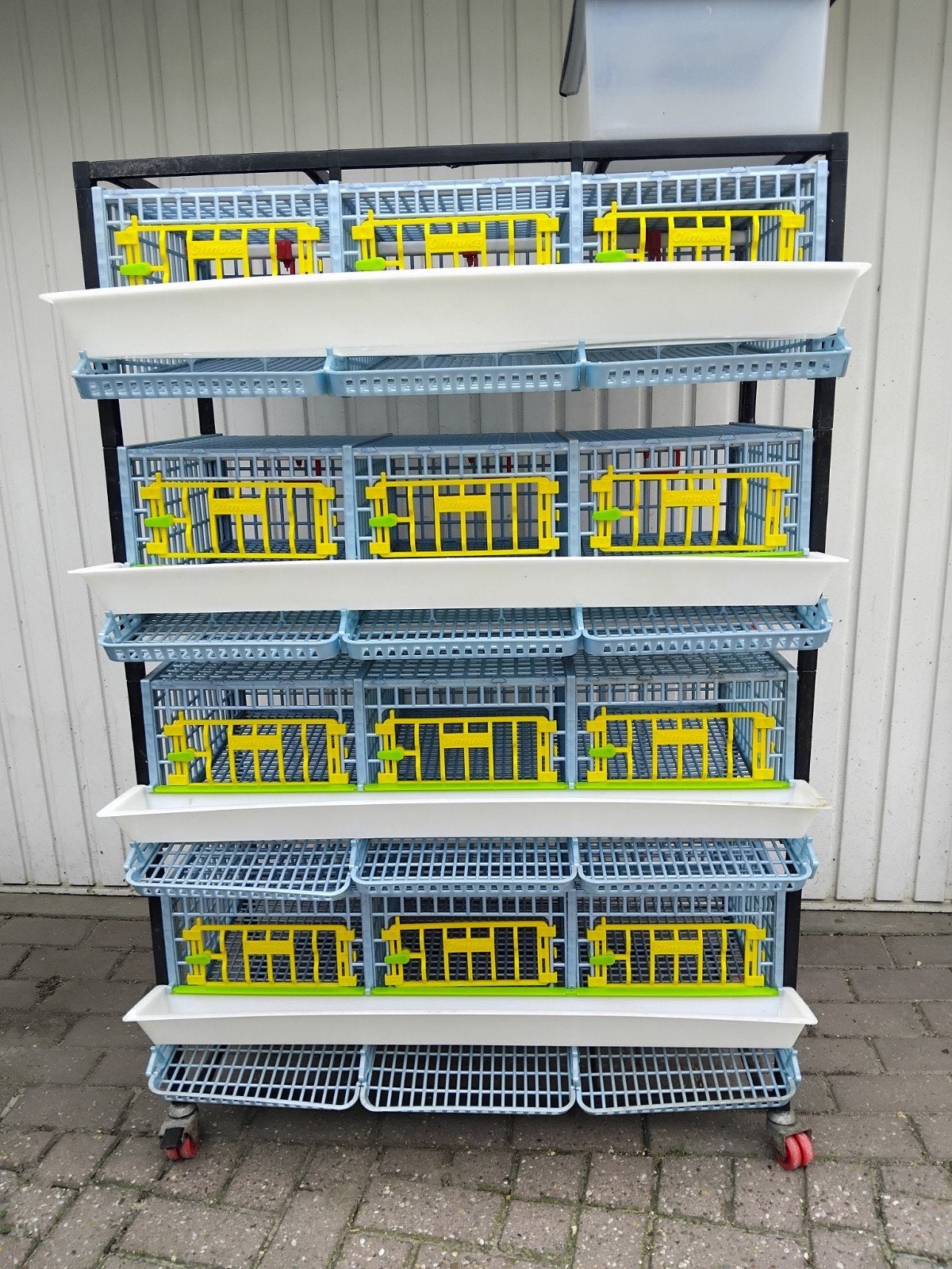 cimuka kwartel legkooi / kwartelkooi, 4 verdieping, 12 hokke, Ophalen, Gebruikt, Kunststof, Broedkooi of Kweekkooi