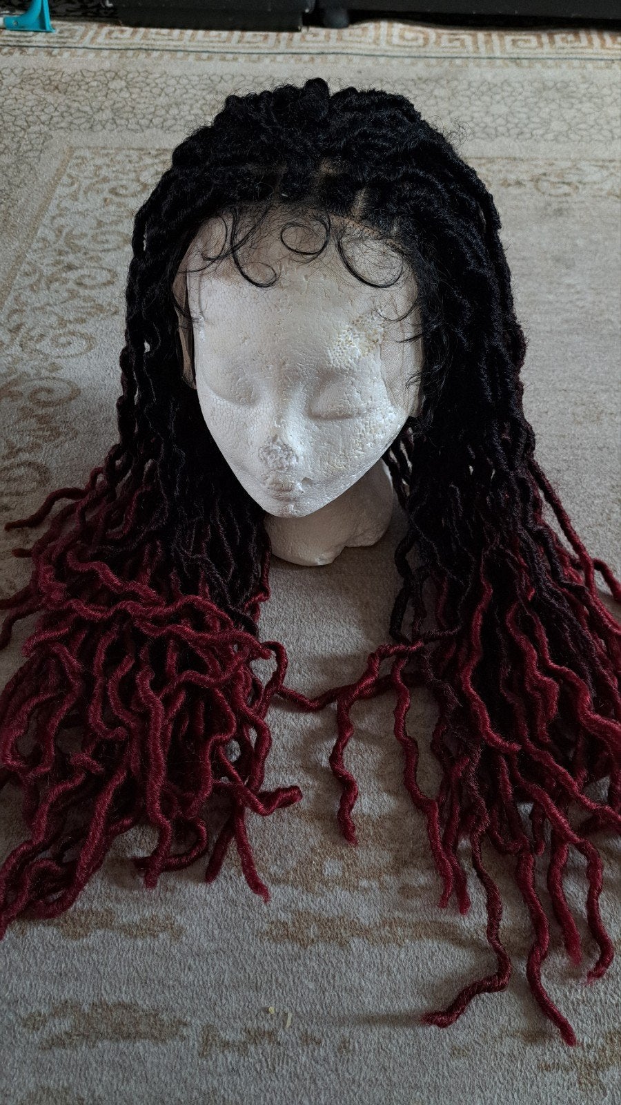 Dreadlocks Pruik 18 inch - Zwart naar Rood Ombre, Sieraden, Tassen en Uiterlijk, Ophalen of Verzenden, Nieuw, Pruik of Haarverlenging