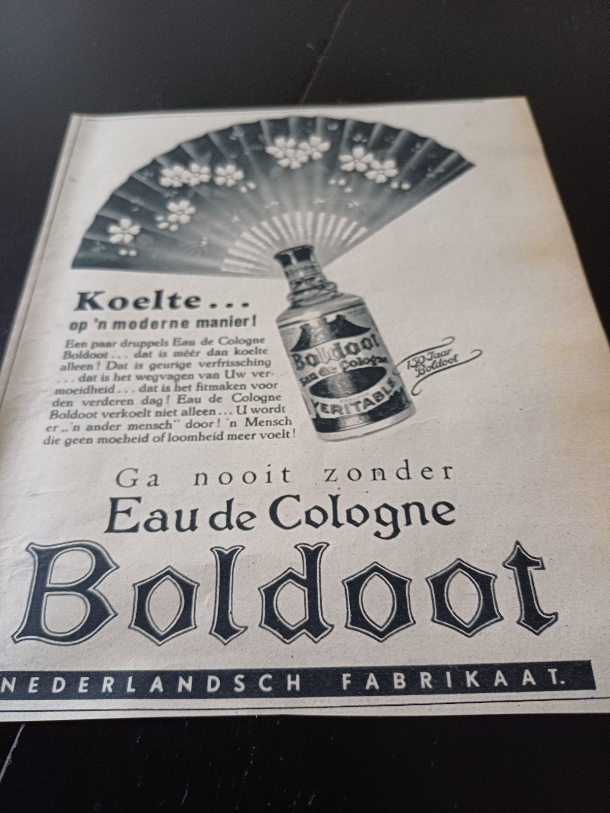 advertentie Boldoot eau de cologne koelte 1939, Ophalen of Verzenden, Zo goed als nieuw