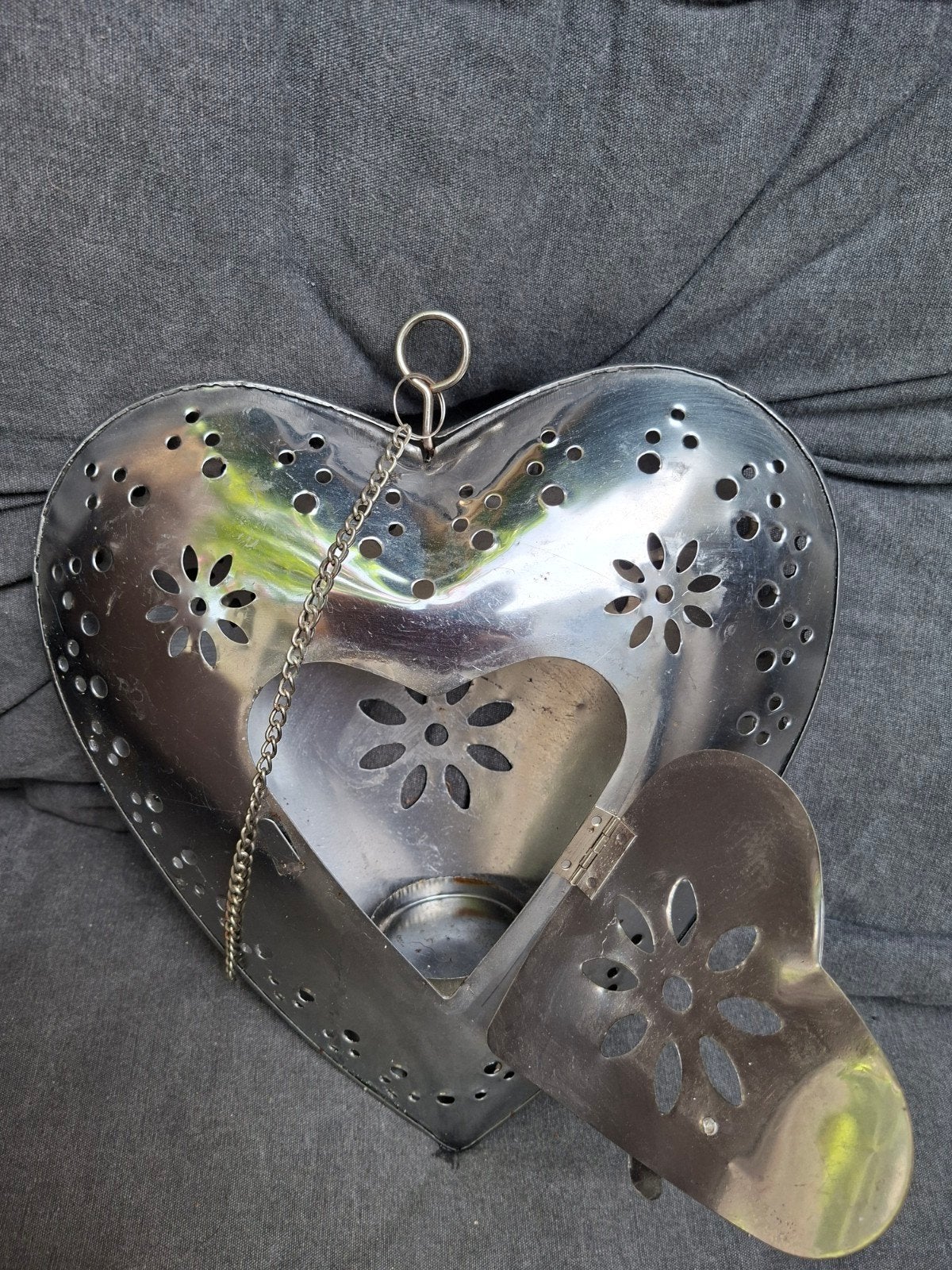leuk metalen hart voor waxinelichtje, Ophalen of Verzenden, Zilver, Metaal, 28 cm