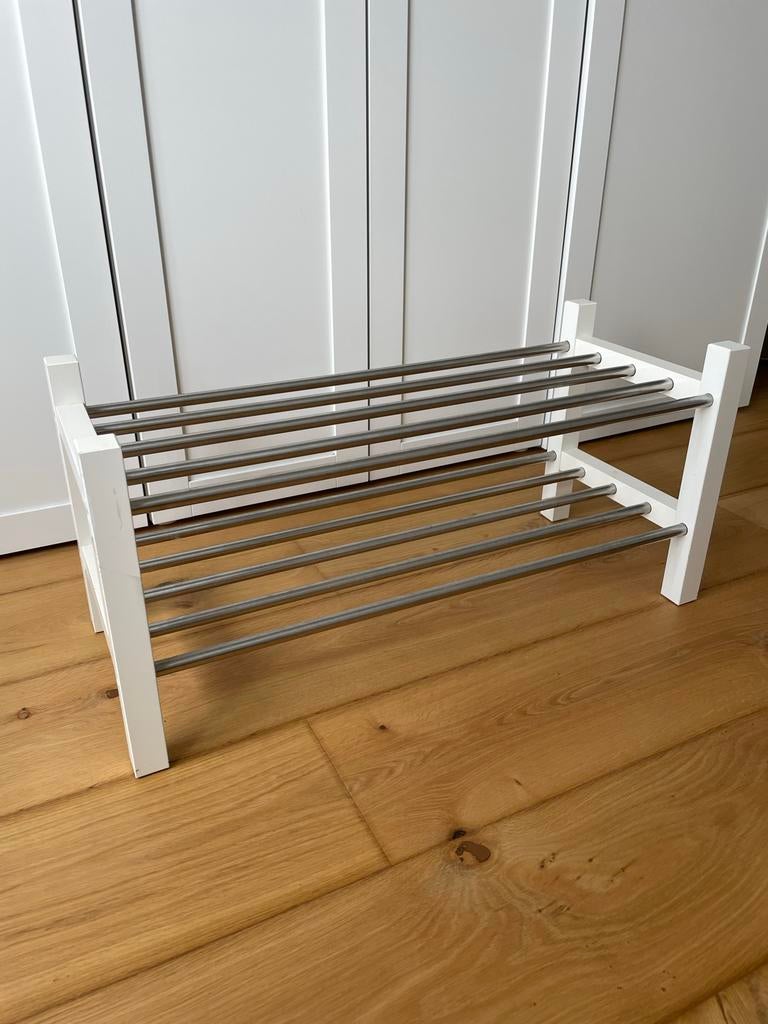 IKEA Schoenenbankje - Wit met RVS stangen, Ophalen, Gebruikt