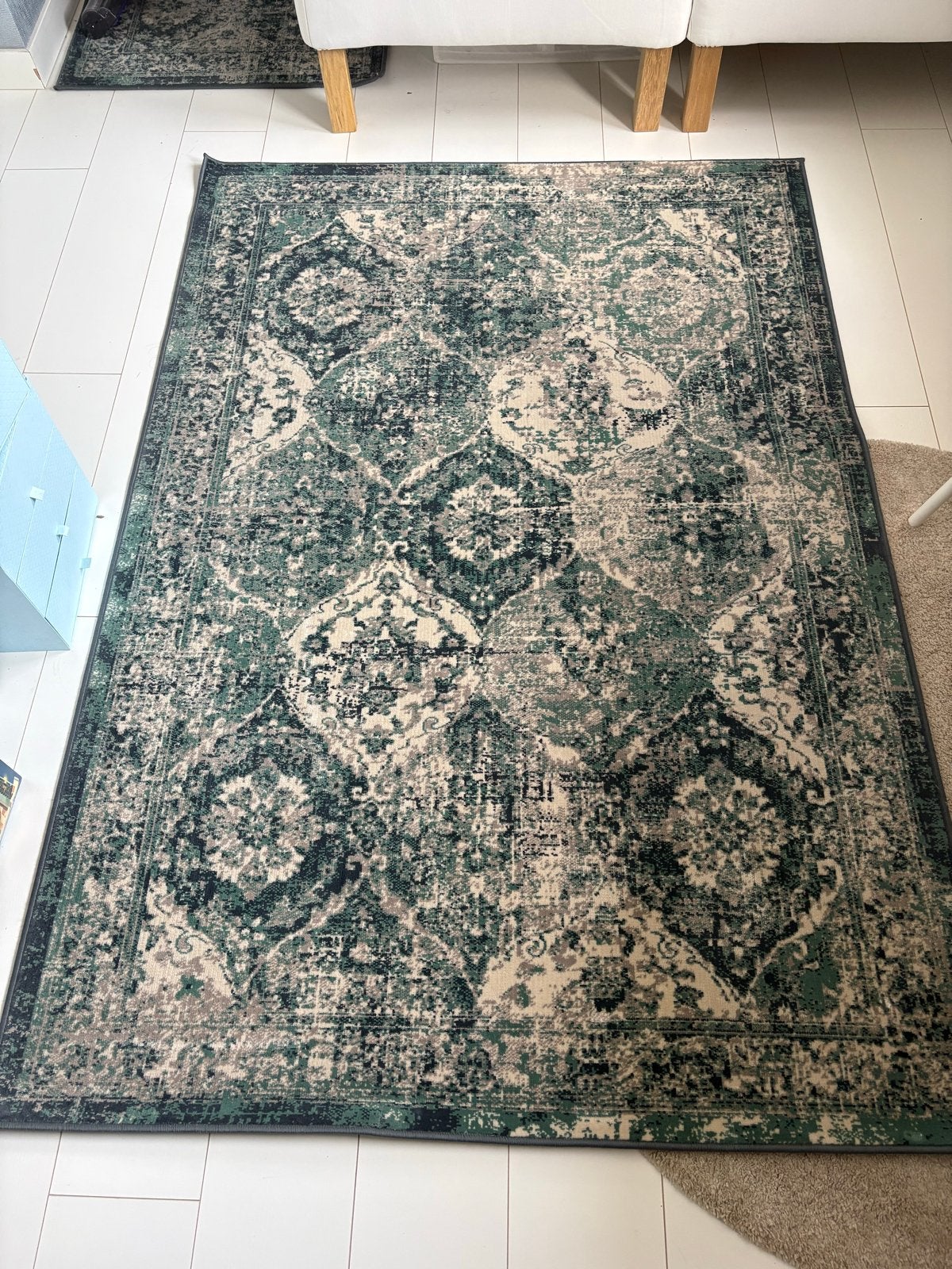 IKEA VONSBAK Vloerkleed - Blauw-Groen/Beige, 133x195 cm, Ophalen, 100 tot 150 cm, Zo goed als nieuw, 150 tot 200 cm