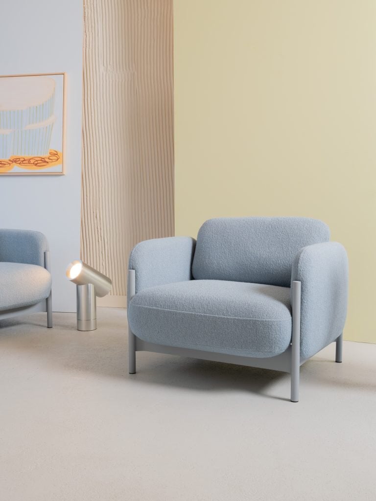 Zooo mooi "Kumo" limited fauteuil Stefan Scholten lichtblauw, Ophalen, 75 tot 100 cm, 50 tot 75 cm