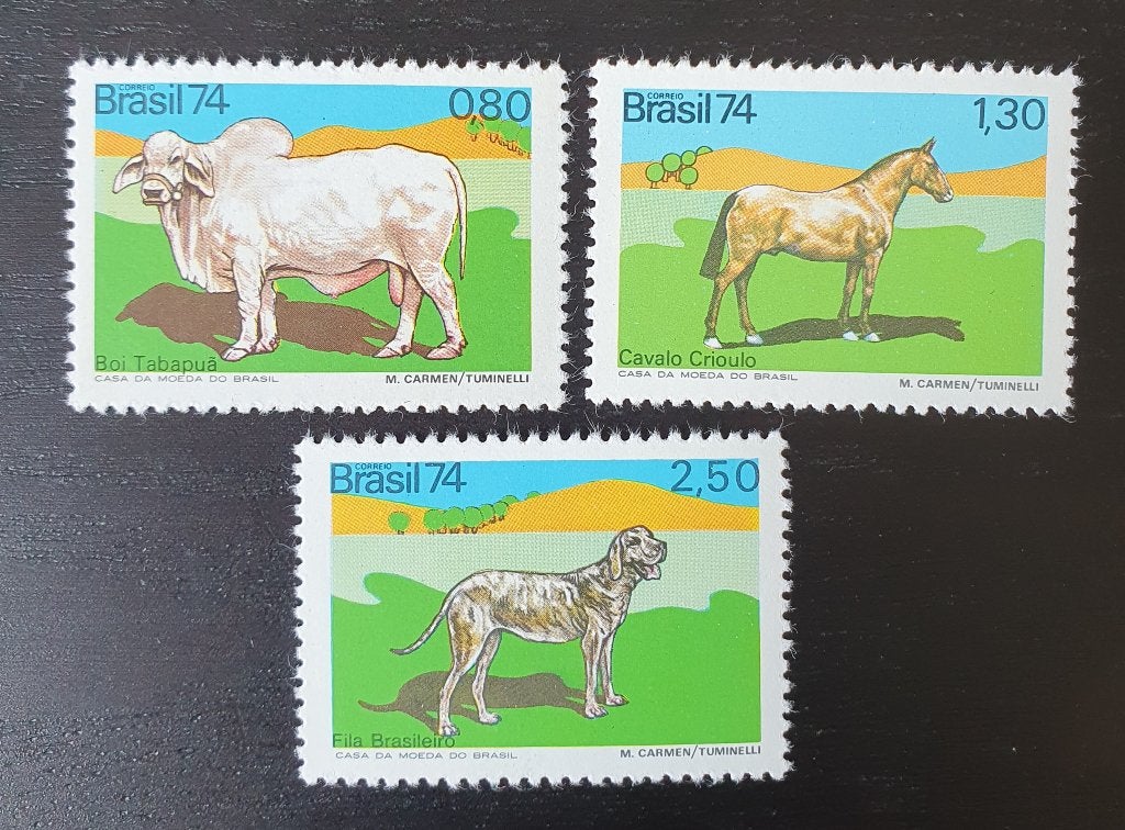 Brazilie 1974 Koe Paard Hond Michel 1459-1461 postfris, Verzenden, Postfris, Zuid-Amerika
