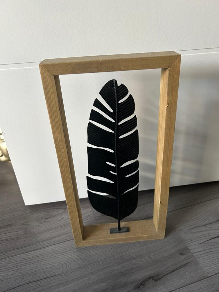 Houten lijst met veer, Huis en Inrichting, Woonaccessoires | Overige, Ophalen of Verzenden, Zo goed als nieuw
