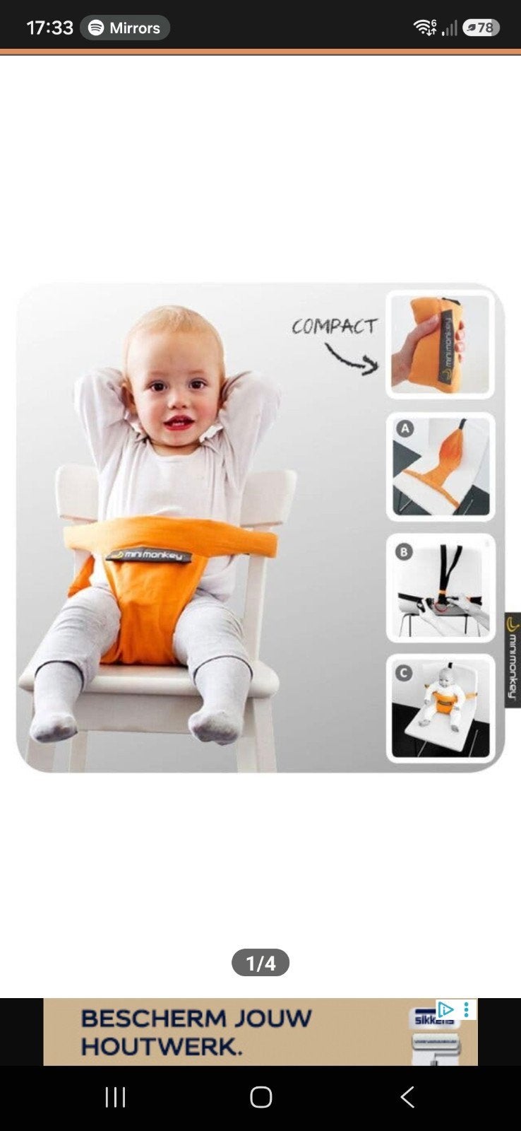 Minimonkey mini chair stoelverkleiner, Kinderen en Baby's, Ophalen of Verzenden, Zo goed als nieuw, Overige typen, Stoelverkleiner