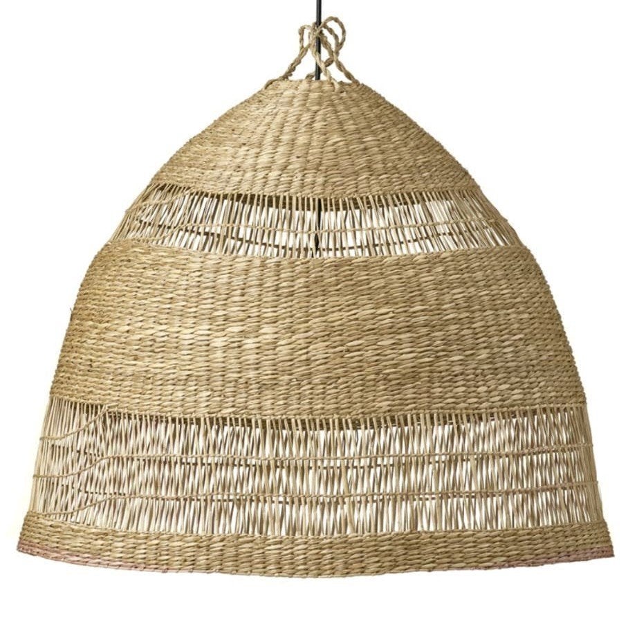 5x IKEA TORARED Rieten / zeegras Lampenkappen - Nieuwstaat, Hanglamp, Natuurlijk materiaal, Beige, Rond