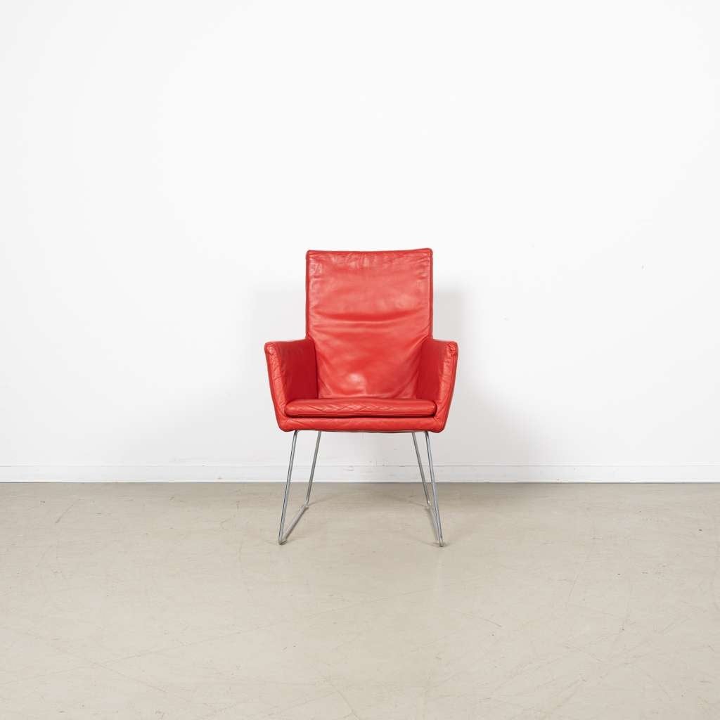 6x Label Donna Fauteuil Rood Leer - Chroom, Huis en Inrichting, Fauteuils, Niet ingevuld, Niet ingevuld, Niet ingevuld