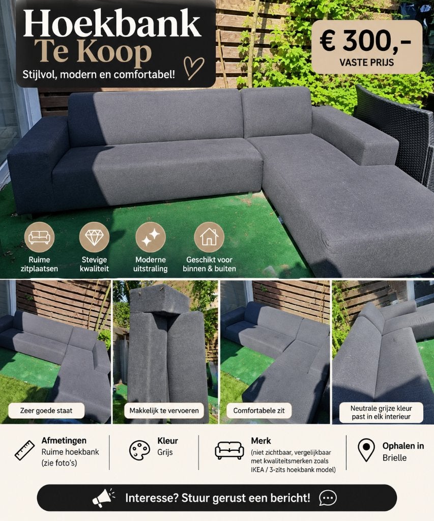 Hoekbank, Ophalen, Gebruikt, Vierpersoons of meer, 250 tot 300 cm