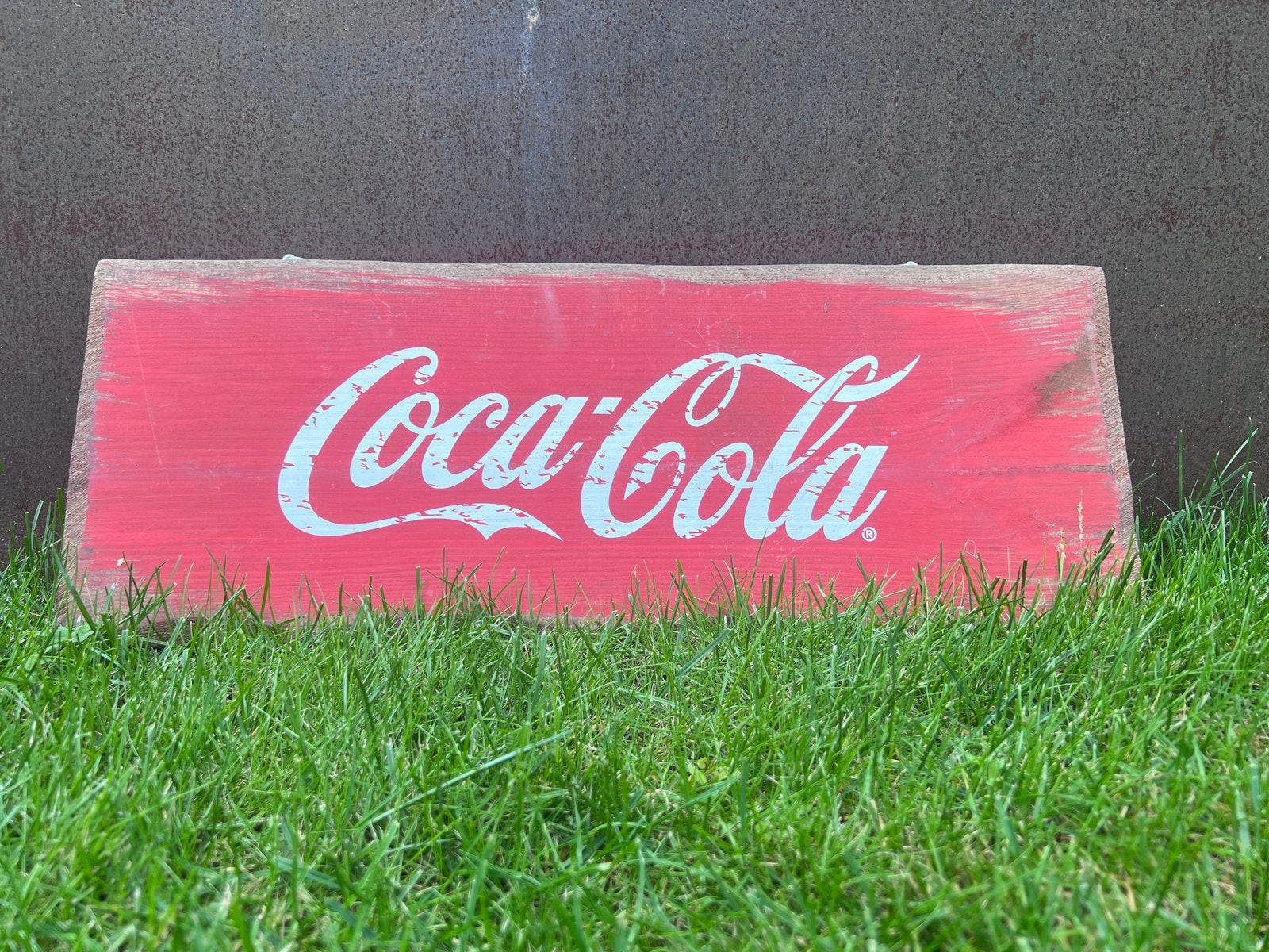 Coca Cola hangbord dubbelzijdig bedrukt, Ophalen of Verzenden, Gebruikt, Reclamebord