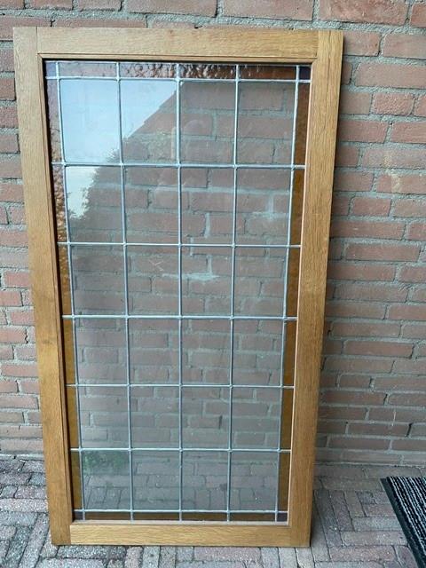 Glas in lood raam 70x140cm, Ophalen, Gevelraam of Ruit, Gebruikt, Minder dan 80 cm